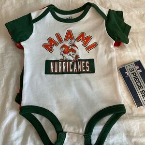 3 Piece Set- University of Miami Hurricanes Infant One Piece